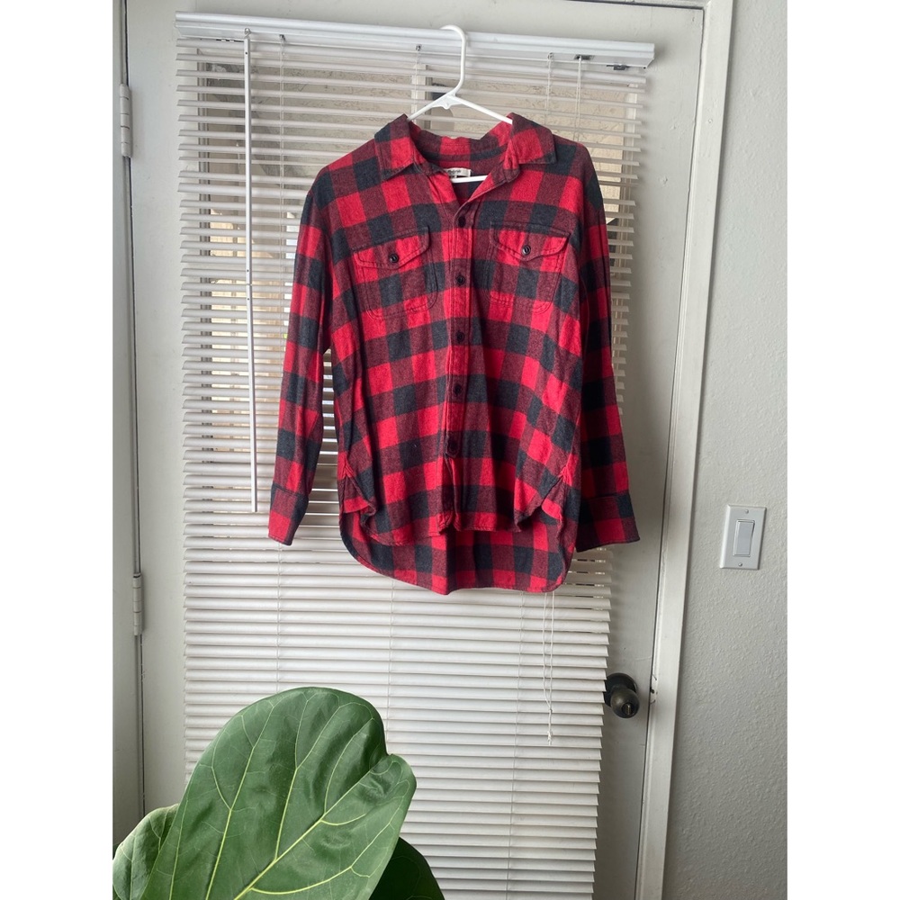 Madewell Flannel Oversized Ex-Boyfriend Shirt in Buffalo Check